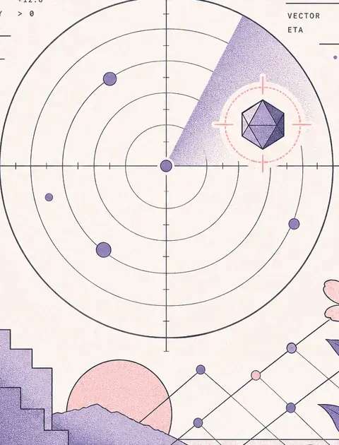 Abstract radar grid detecting an incoming geometric cycle shift