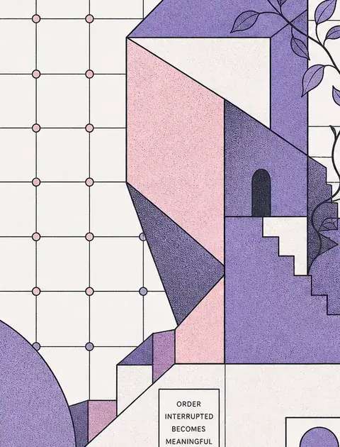 A mathematically precise grid interrupted by an intentional asymmetrical geometric block, illustrating structured friction