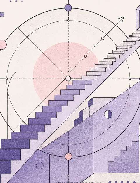 Clean intersecting architectural lines mapping a forward trajectory over a foundational geometric circle