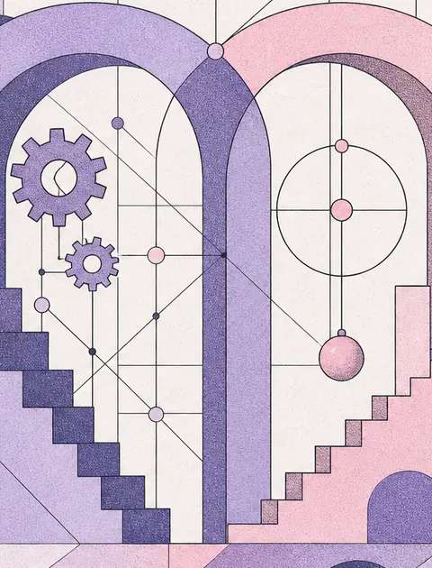 Two distinct geometric arches overlapping on a precise grid to show different operational mechanics in relationship compatibility